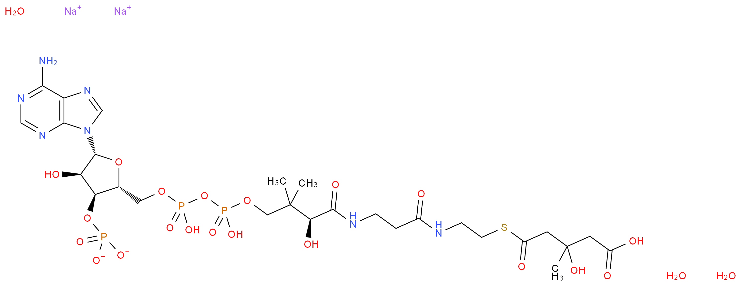 DL-3-Hydroxy-3-methylglutaryl coenzyme A sodium salt hydrate_Molecular_structure_CAS_103476-21-7(anhydrous))