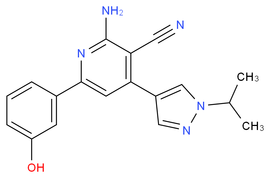 2-amino-6-(3-hydroxyphenyl)-4-(1-isopropyl-1H-pyrazol-4-yl)nicotinonitrile_Molecular_structure_CAS_)