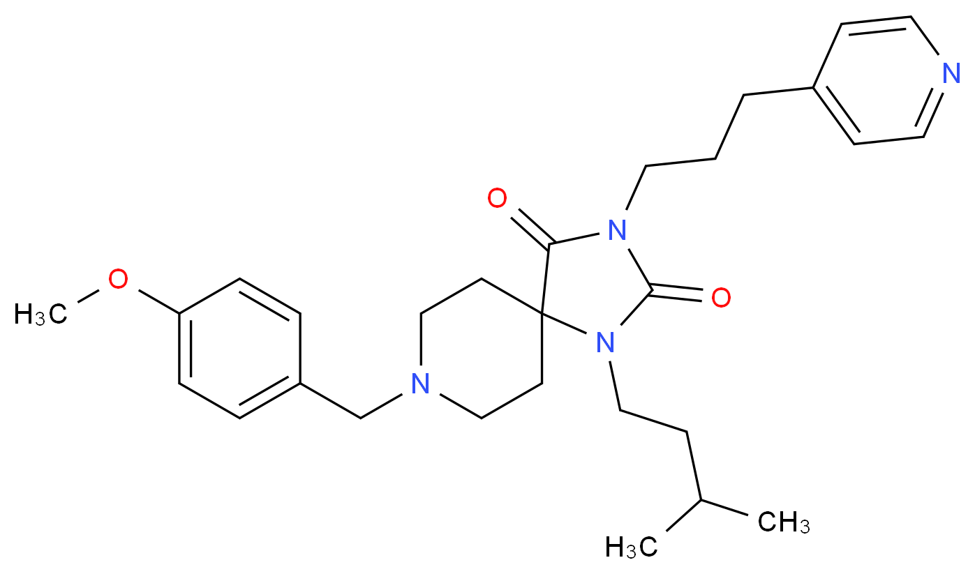 8-(4-methoxybenzyl)-1-(3-methylbutyl)-3-[3-(4-pyridinyl)propyl]-1,3,8-triazaspiro[4.5]decane-2,4-dione_Molecular_structure_CAS_)