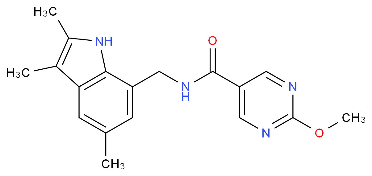 2-methoxy-N-[(2,3,5-trimethyl-1H-indol-7-yl)methyl]pyrimidine-5-carboxamide_Molecular_structure_CAS_)
