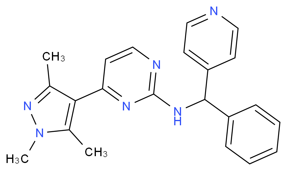N-[phenyl(pyridin-4-yl)methyl]-4-(1,3,5-trimethyl-1H-pyrazol-4-yl)pyrimidin-2-amine_Molecular_structure_CAS_)