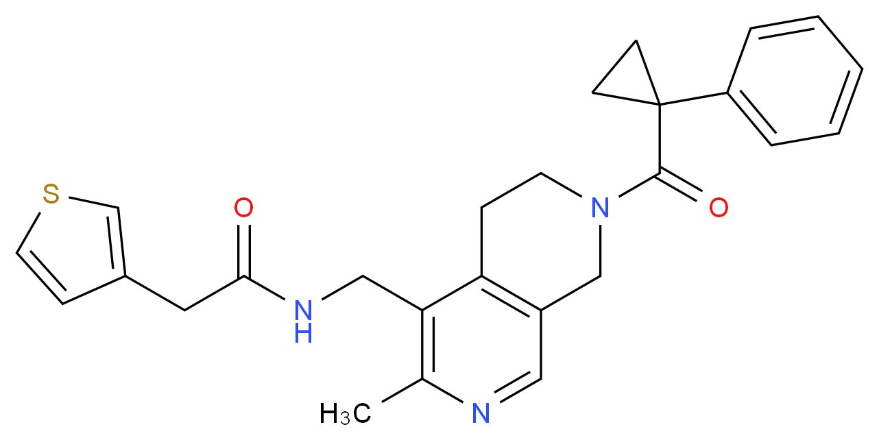 N-({3-methyl-7-[(1-phenylcyclopropyl)carbonyl]-5,6,7,8-tetrahydro-2,7-naphthyridin-4-yl}methyl)-2-(3-thienyl)acetamide_Molecular_structure_CAS_)