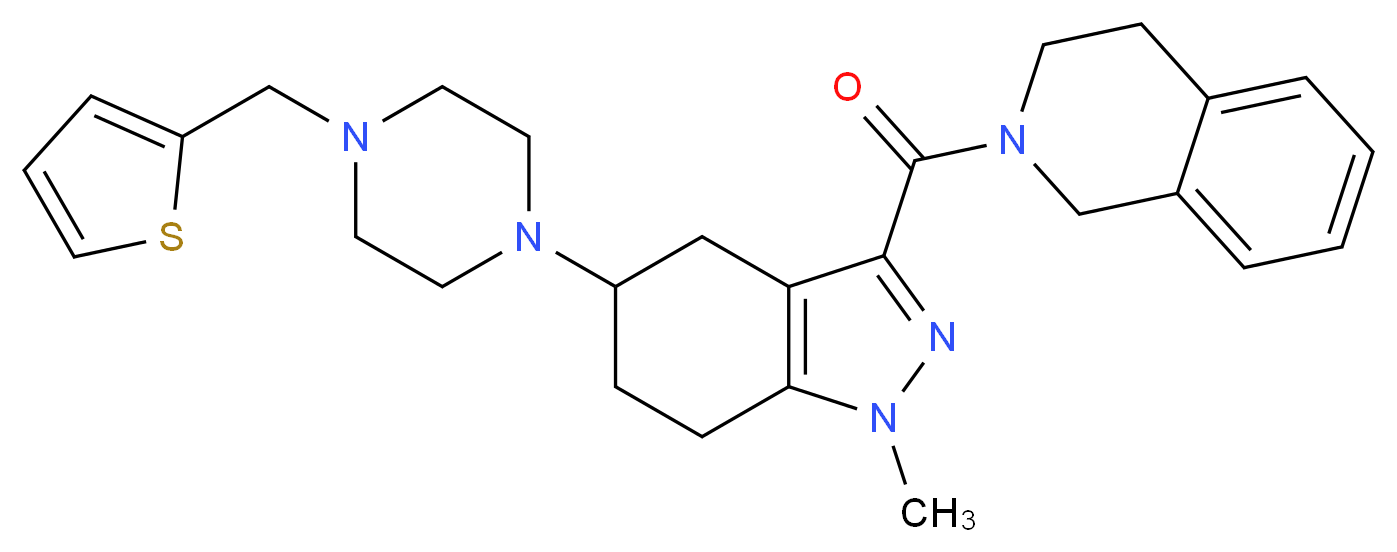 2-({1-methyl-5-[4-(2-thienylmethyl)-1-piperazinyl]-4,5,6,7-tetrahydro-1H-indazol-3-yl}carbonyl)-1,2,3,4-tetrahydroisoquinoline_Molecular_structure_CAS_)