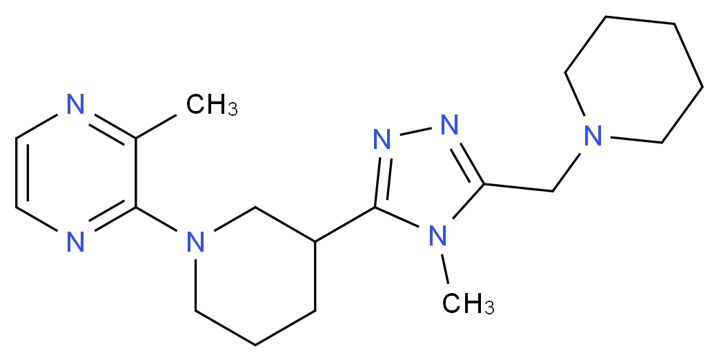 2-methyl-3-{3-[4-methyl-5-(piperidin-1-ylmethyl)-4H-1,2,4-triazol-3-yl]piperidin-1-yl}pyrazine_Molecular_structure_CAS_)