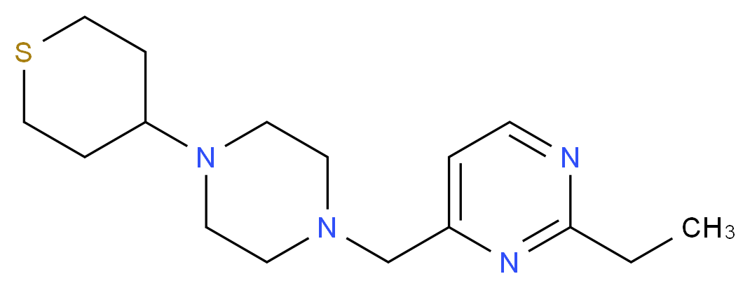 2-ethyl-4-{[4-(tetrahydro-2H-thiopyran-4-yl)piperazin-1-yl]methyl}pyrimidine_Molecular_structure_CAS_)