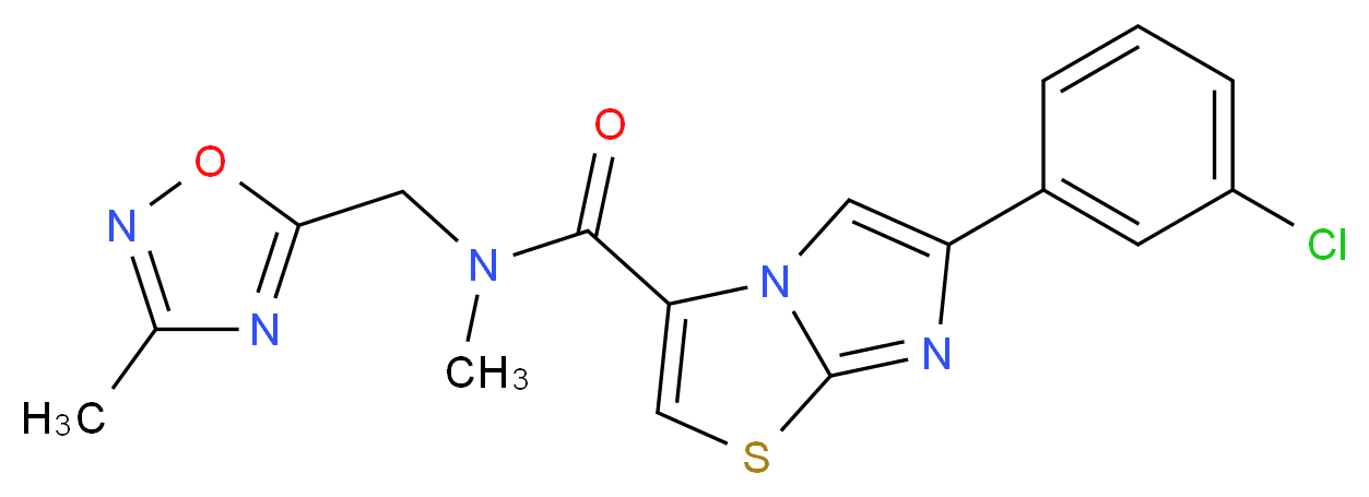 6-(3-chlorophenyl)-N-methyl-N-[(3-methyl-1,2,4-oxadiazol-5-yl)methyl]imidazo[2,1-b][1,3]thiazole-3-carboxamide_Molecular_structure_CAS_)