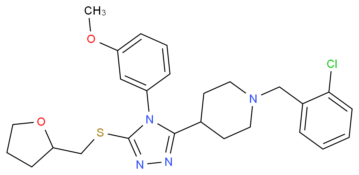 1-(2-chlorobenzyl)-4-{4-(3-methoxyphenyl)-5-[(tetrahydro-2-furanylmethyl)thio]-4H-1,2,4-triazol-3-yl}piperidine_Molecular_structure_CAS_)