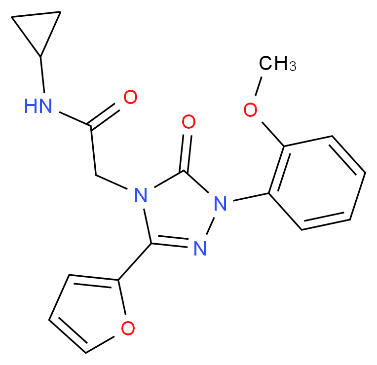 N-cyclopropyl-2-[3-(2-furyl)-1-(2-methoxyphenyl)-5-oxo-1,5-dihydro-4H-1,2,4-triazol-4-yl]acetamide_Molecular_structure_CAS_)