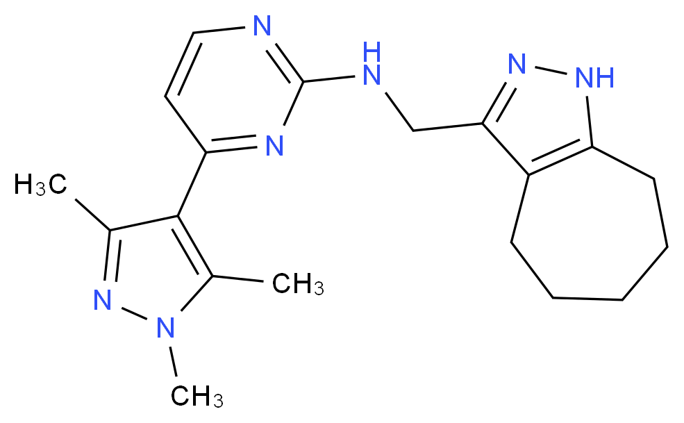 N-(1,4,5,6,7,8-hexahydrocyclohepta[c]pyrazol-3-ylmethyl)-4-(1,3,5-trimethyl-1H-pyrazol-4-yl)-2-pyrimidinamine_Molecular_structure_CAS_)