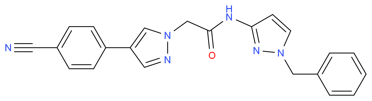 N-(1-benzyl-1H-pyrazol-3-yl)-2-[4-(4-cyanophenyl)-1H-pyrazol-1-yl]acetamide_Molecular_structure_CAS_)