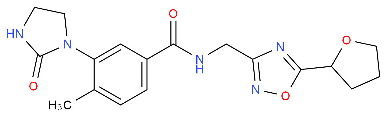 4-methyl-3-(2-oxo-1-imidazolidinyl)-N-{[5-(tetrahydro-2-furanyl)-1,2,4-oxadiazol-3-yl]methyl}benzamide_Molecular_structure_CAS_)