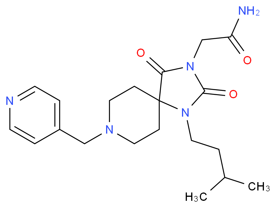 2-[1-(3-methylbutyl)-2,4-dioxo-8-(4-pyridinylmethyl)-1,3,8-triazaspiro[4.5]dec-3-yl]acetamide_Molecular_structure_CAS_)