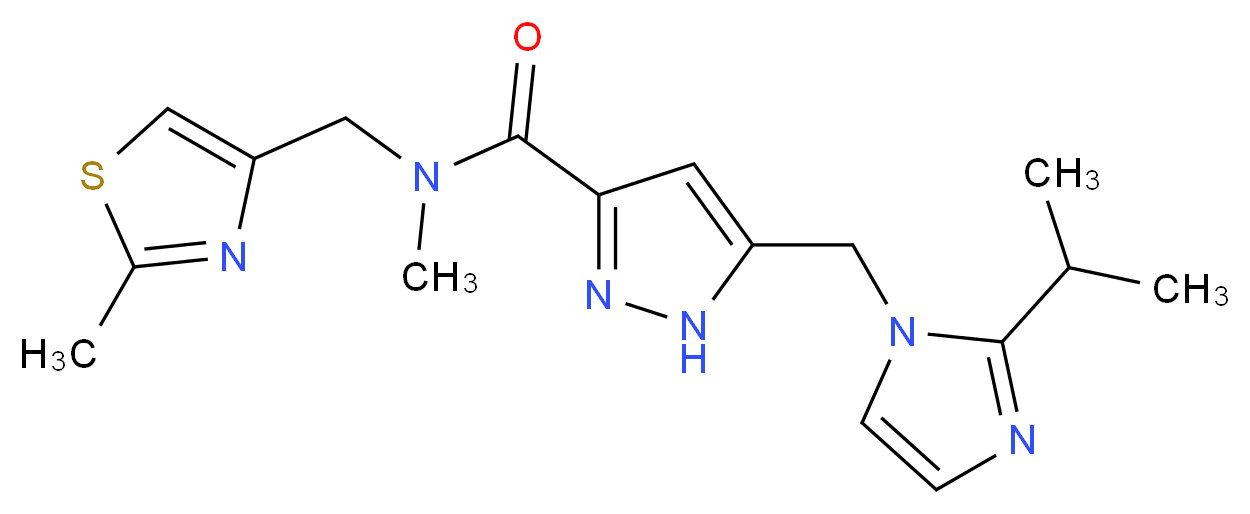 5-[(2-isopropyl-1H-imidazol-1-yl)methyl]-N-methyl-N-[(2-methyl-1,3-thiazol-4-yl)methyl]-1H-pyrazole-3-carboxamide_Molecular_structure_CAS_)