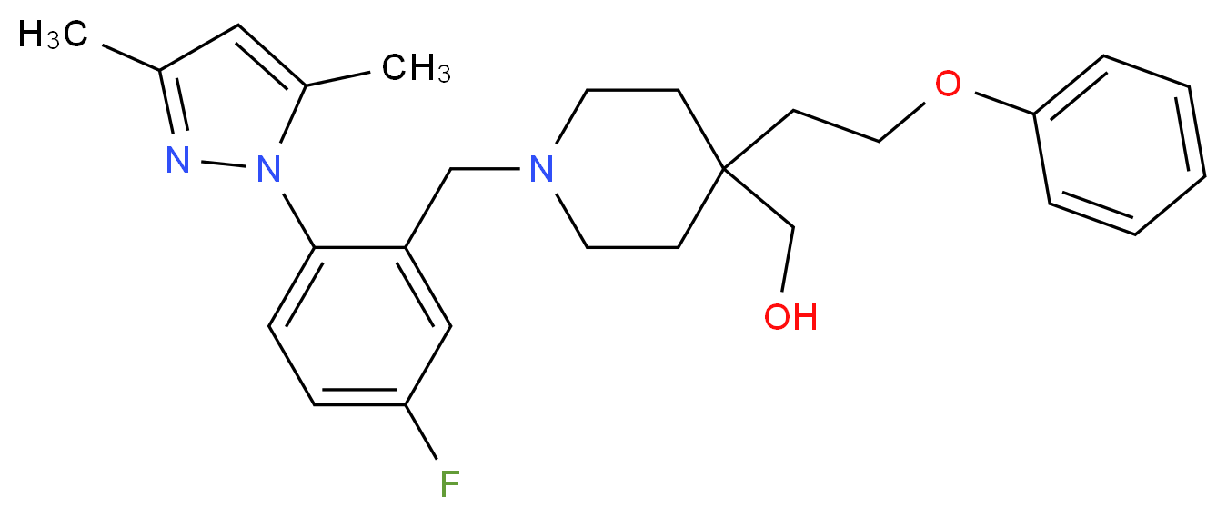 [1-[2-(3,5-dimethyl-1H-pyrazol-1-yl)-5-fluorobenzyl]-4-(2-phenoxyethyl)-4-piperidinyl]methanol_Molecular_structure_CAS_)