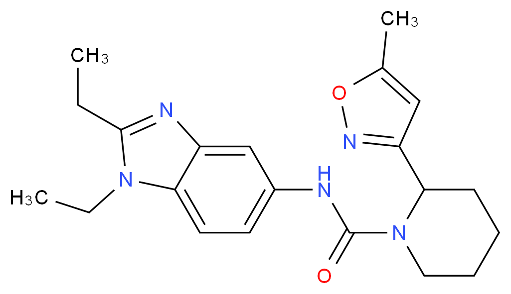N-(1,2-diethyl-1H-benzimidazol-5-yl)-2-(5-methylisoxazol-3-yl)piperidine-1-carboxamide_Molecular_structure_CAS_)