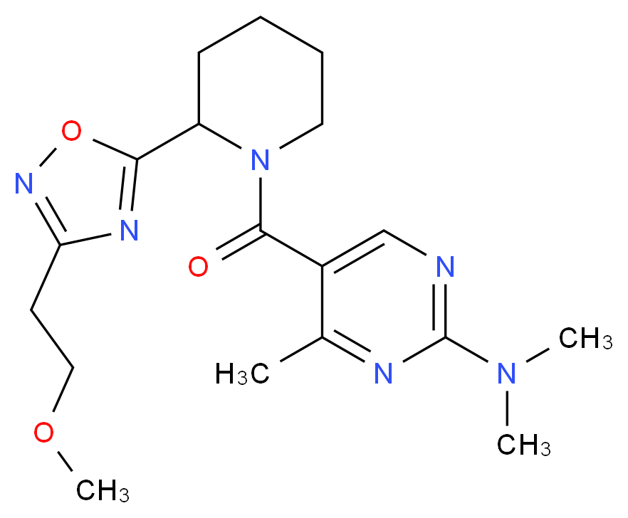 5-({2-[3-(2-methoxyethyl)-1,2,4-oxadiazol-5-yl]-1-piperidinyl}carbonyl)-N,N,4-trimethyl-2-pyrimidinamine_Molecular_structure_CAS_)