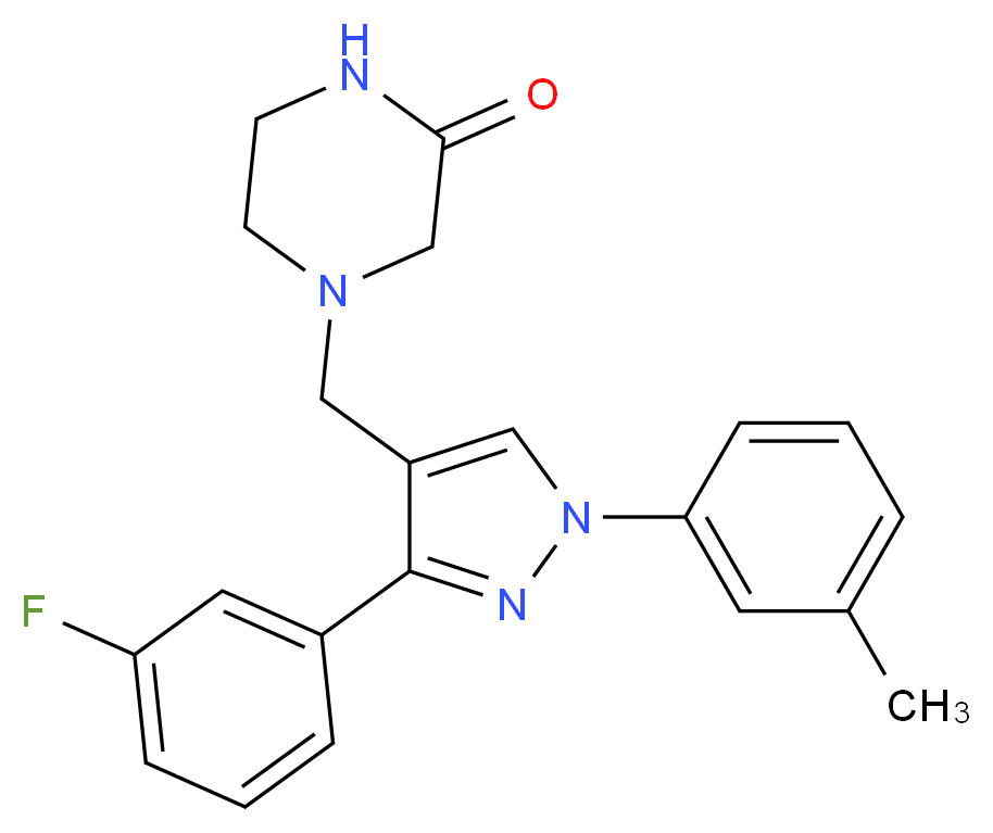 4-{[3-(3-fluorophenyl)-1-(3-methylphenyl)-1H-pyrazol-4-yl]methyl}-2-piperazinone_Molecular_structure_CAS_)