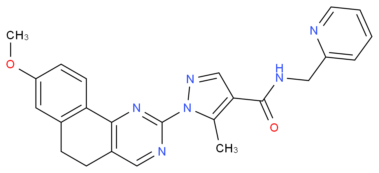 1-(8-methoxy-5,6-dihydrobenzo[h]quinazolin-2-yl)-5-methyl-N-(2-pyridinylmethyl)-1H-pyrazole-4-carboxamide_Molecular_structure_CAS_)