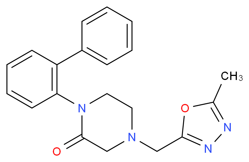 1-(2-biphenylyl)-4-[(5-methyl-1,3,4-oxadiazol-2-yl)methyl]-2-piperazinone_Molecular_structure_CAS_)