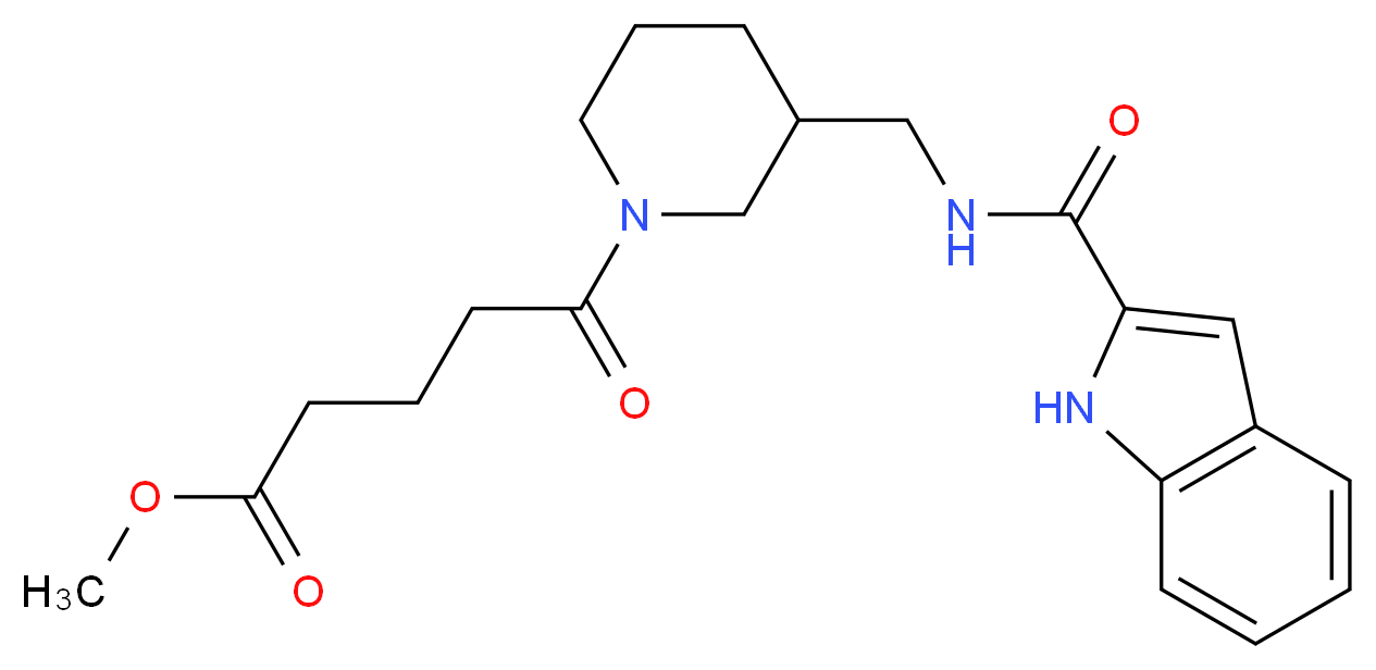 methyl 5-(3-{[(1H-indol-2-ylcarbonyl)amino]methyl}-1-piperidinyl)-5-oxopentanoate_Molecular_structure_CAS_)