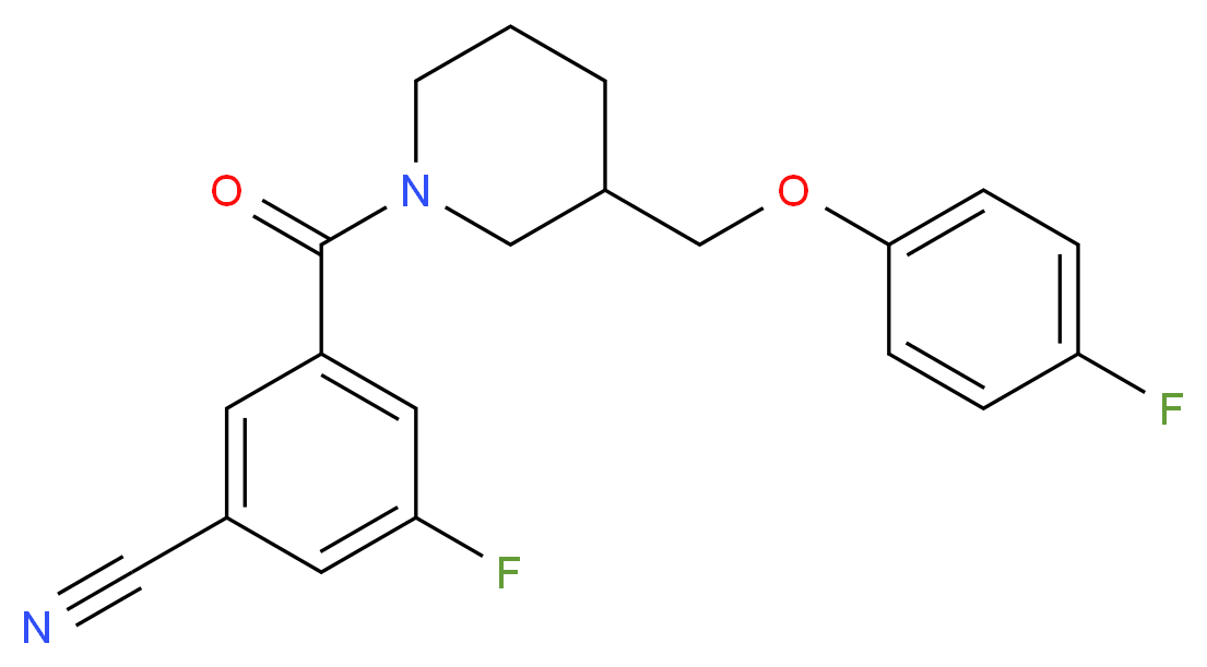 3-fluoro-5-({3-[(4-fluorophenoxy)methyl]-1-piperidinyl}carbonyl)benzonitrile_Molecular_structure_CAS_)