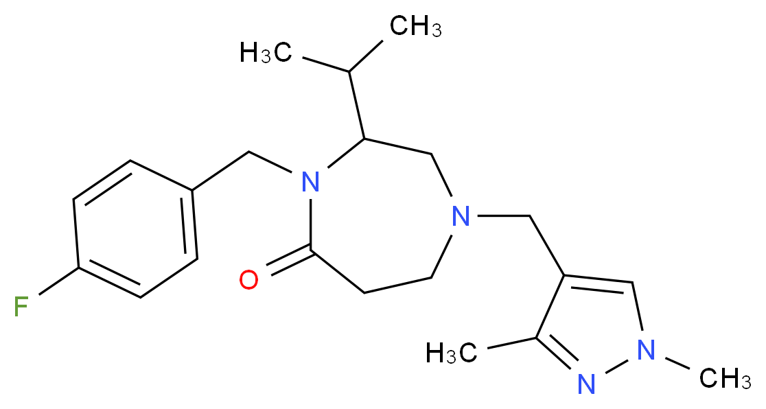 1-[(1,3-dimethyl-1H-pyrazol-4-yl)methyl]-4-(4-fluorobenzyl)-3-isopropyl-1,4-diazepan-5-one_Molecular_structure_CAS_)
