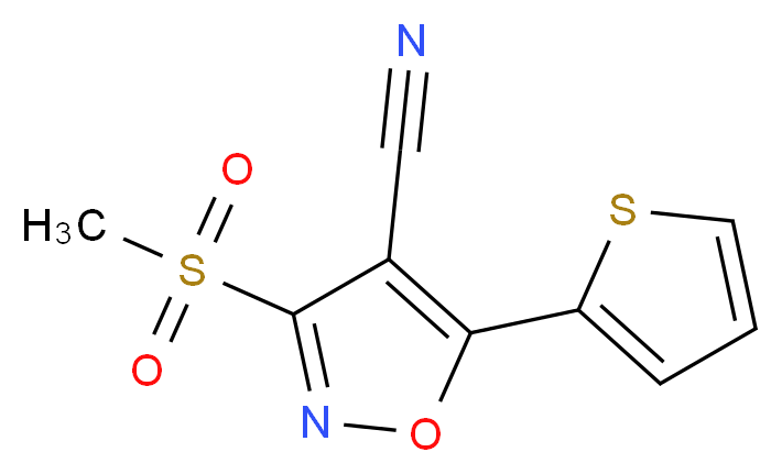 3-(methylsulfonyl)-5-(2-thienyl)isoxazole-4-carbonitrile_Molecular_structure_CAS_499771-08-3)