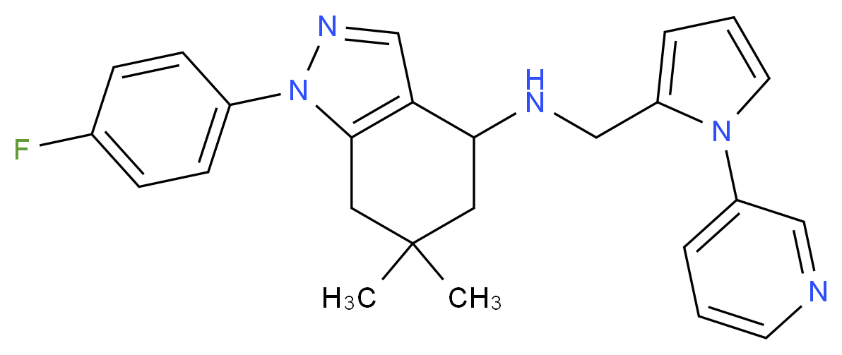 1-(4-fluorophenyl)-6,6-dimethyl-N-{[1-(3-pyridinyl)-1H-pyrrol-2-yl]methyl}-4,5,6,7-tetrahydro-1H-indazol-4-amine_Molecular_structure_CAS_)