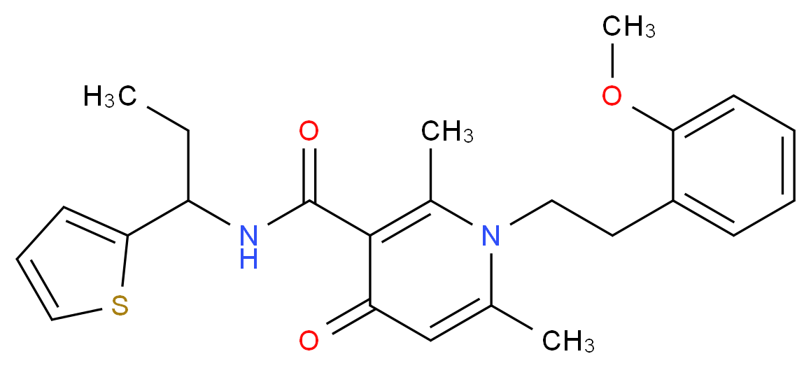 1-[2-(2-methoxyphenyl)ethyl]-2,6-dimethyl-4-oxo-N-[1-(2-thienyl)propyl]-1,4-dihydro-3-pyridinecarboxamide_Molecular_structure_CAS_)