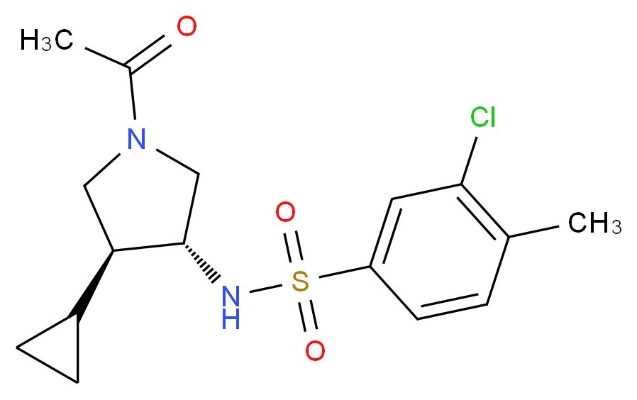 N-[(3R*,4S*)-1-acetyl-4-cyclopropyl-3-pyrrolidinyl]-3-chloro-4-methylbenzenesulfonamide_Molecular_structure_CAS_)