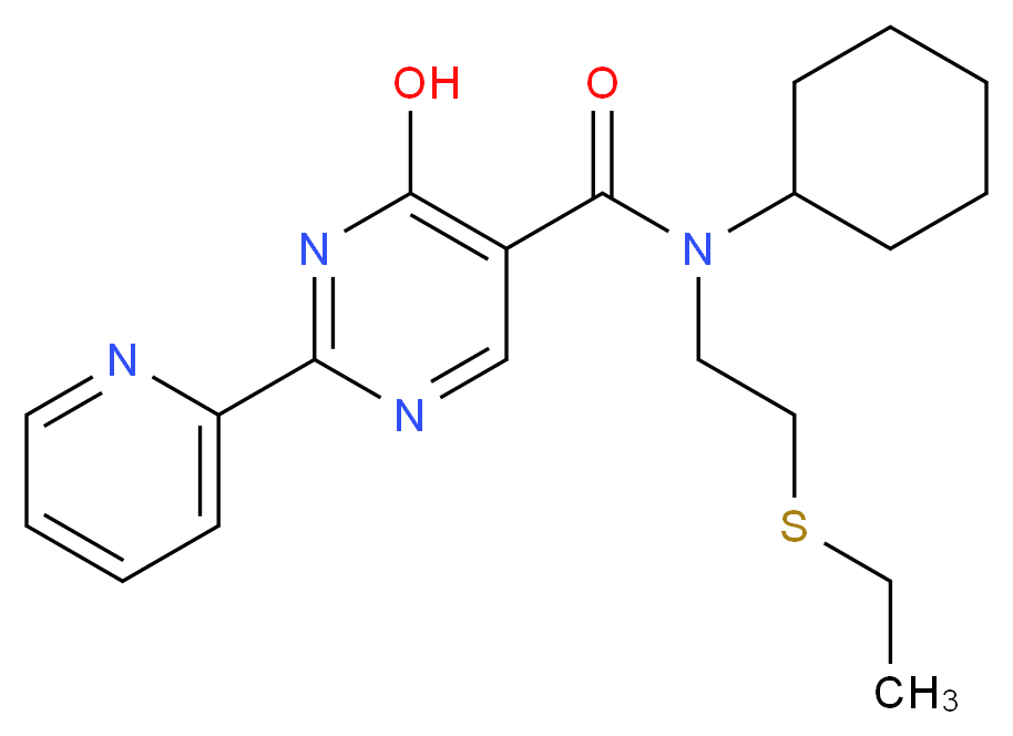 N-cyclohexyl-N-[2-(ethylthio)ethyl]-4-hydroxy-2-pyridin-2-ylpyrimidine-5-carboxamide_Molecular_structure_CAS_)