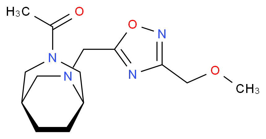 (1R*,5R*)-3-acetyl-6-{[3-(methoxymethyl)-1,2,4-oxadiazol-5-yl]methyl}-3,6-diazabicyclo[3.2.2]nonane_Molecular_structure_CAS_)
