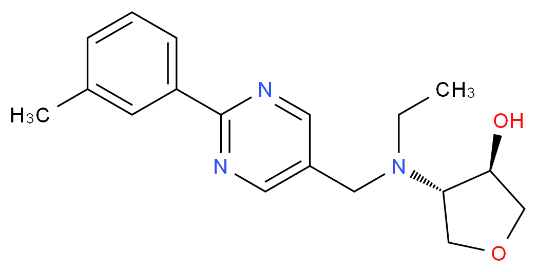 (3R*,4S*)-4-(ethyl{[2-(3-methylphenyl)pyrimidin-5-yl]methyl}amino)tetrahydrofuran-3-ol_Molecular_structure_CAS_)