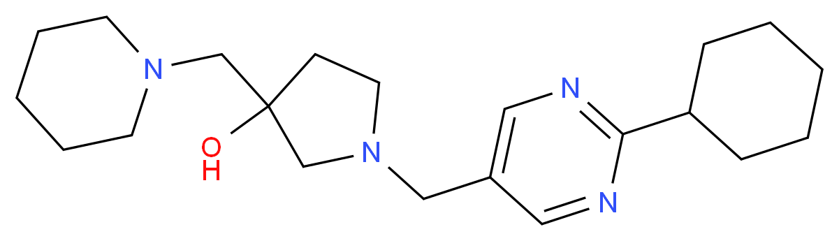 1-[(2-cyclohexylpyrimidin-5-yl)methyl]-3-(piperidin-1-ylmethyl)pyrrolidin-3-ol_Molecular_structure_CAS_)