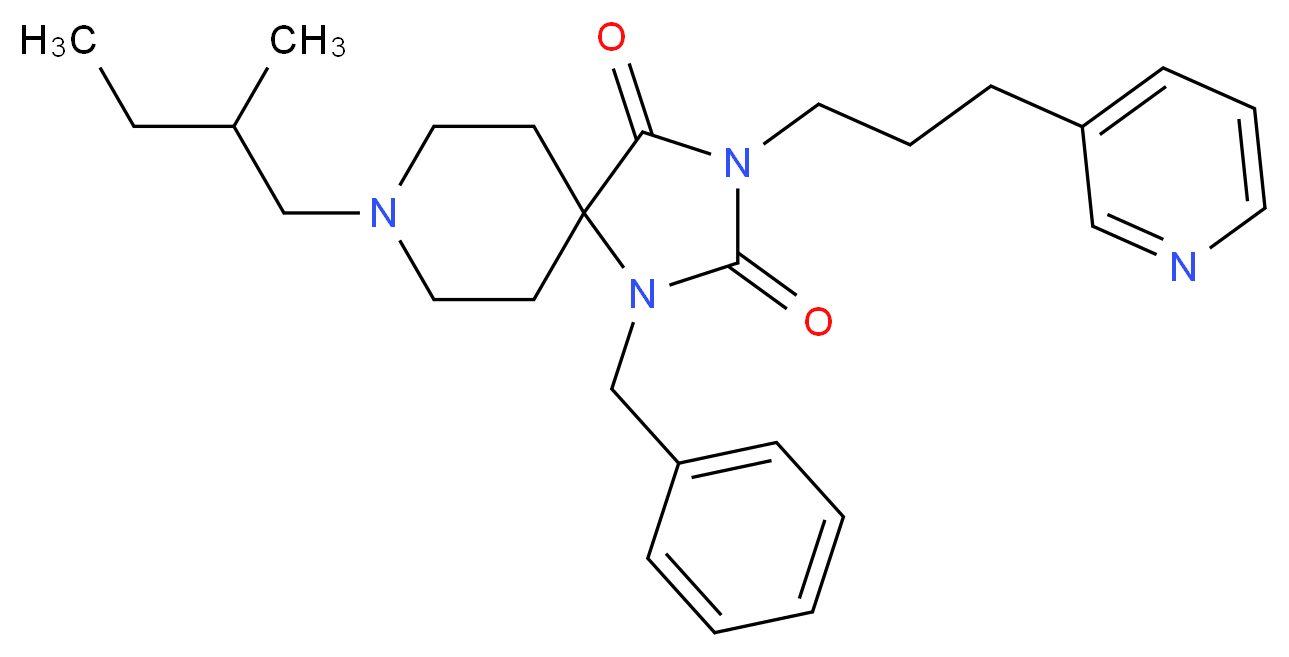 1-benzyl-8-(2-methylbutyl)-3-[3-(3-pyridinyl)propyl]-1,3,8-triazaspiro[4.5]decane-2,4-dione_Molecular_structure_CAS_)