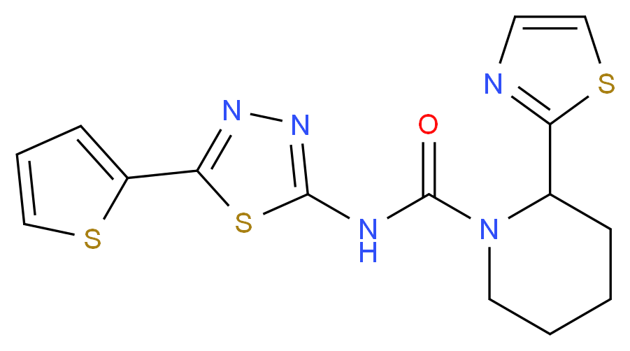 2-(1,3-thiazol-2-yl)-N-[5-(2-thienyl)-1,3,4-thiadiazol-2-yl]piperidine-1-carboxamide_Molecular_structure_CAS_)
