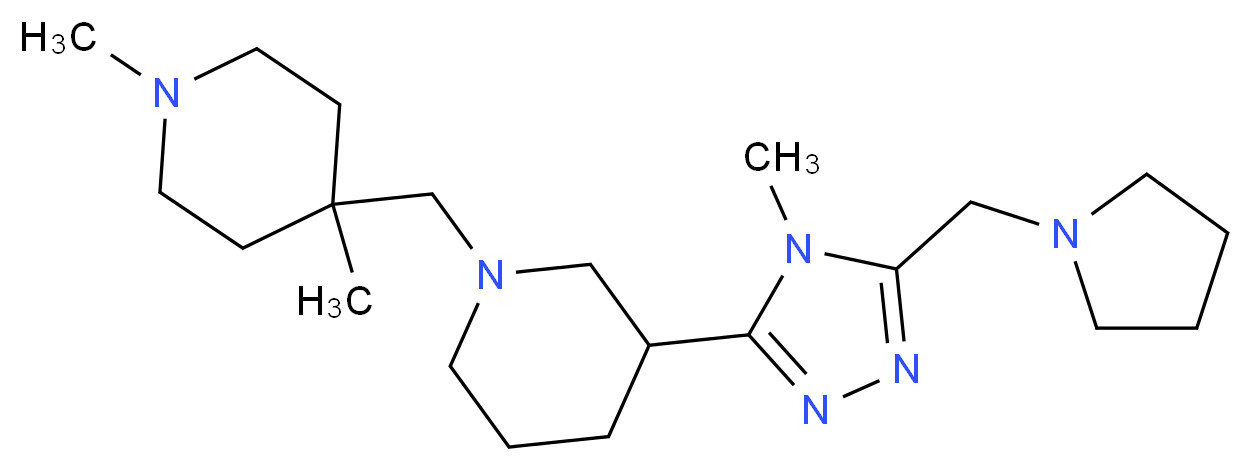 1,4-dimethyl-4-({3-[4-methyl-5-(pyrrolidin-1-ylmethyl)-4H-1,2,4-triazol-3-yl]piperidin-1-yl}methyl)piperidine_Molecular_structure_CAS_)