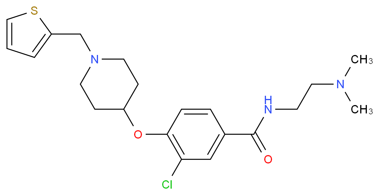 3-chloro-N-[2-(dimethylamino)ethyl]-4-{[1-(2-thienylmethyl)-4-piperidinyl]oxy}benzamide_Molecular_structure_CAS_)