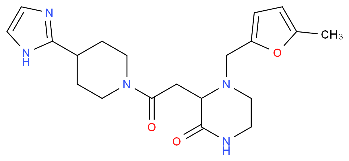 3-{2-[4-(1H-imidazol-2-yl)piperidin-1-yl]-2-oxoethyl}-4-[(5-methyl-2-furyl)methyl]piperazin-2-one_Molecular_structure_CAS_)