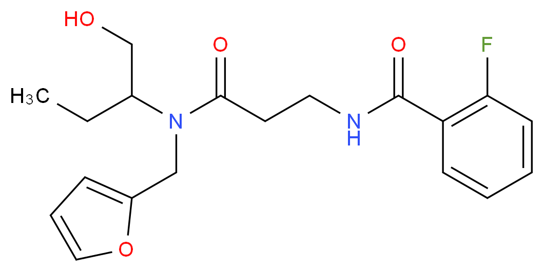 2-fluoro-N-(3-{(2-furylmethyl)[1-(hydroxymethyl)propyl]amino}-3-oxopropyl)benzamide_Molecular_structure_CAS_)