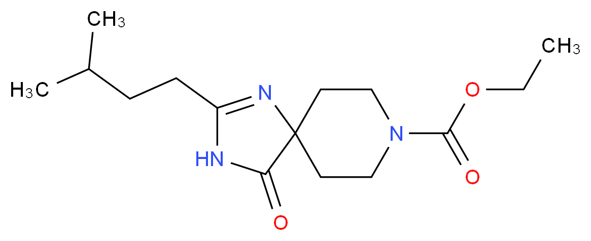 ethyl 2-(3-methylbutyl)-4-oxo-1,3,8-triazaspiro[4.5]dec-1-ene-8-carboxylate_Molecular_structure_CAS_)