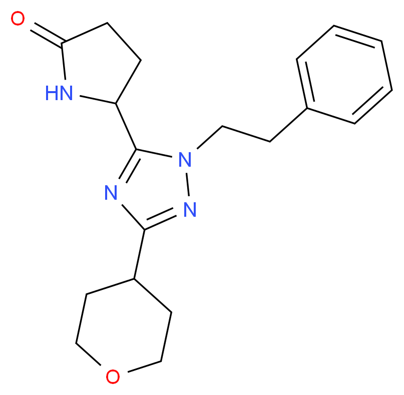 5-[1-(2-phenylethyl)-3-(tetrahydro-2H-pyran-4-yl)-1H-1,2,4-triazol-5-yl]pyrrolidin-2-one_Molecular_structure_CAS_)