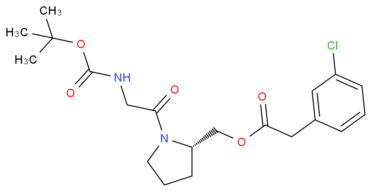 {(2S)-1-[N-(tert-butoxycarbonyl)glycyl]pyrrolidin-2-yl}methyl (3-chlorophenyl)acetate_Molecular_structure_CAS_)