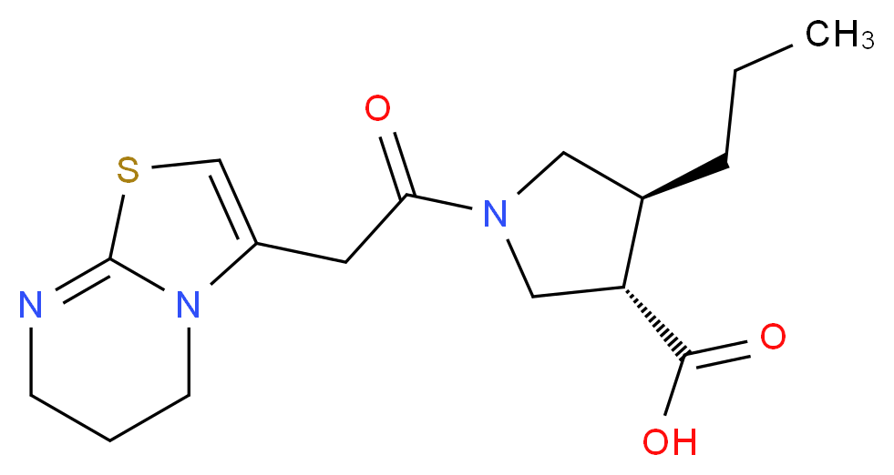 (3S*,4S*)-1-(6,7-dihydro-5H-[1,3]thiazolo[3,2-a]pyrimidin-3-ylacetyl)-4-propylpyrrolidine-3-carboxylic acid_Molecular_structure_CAS_)
