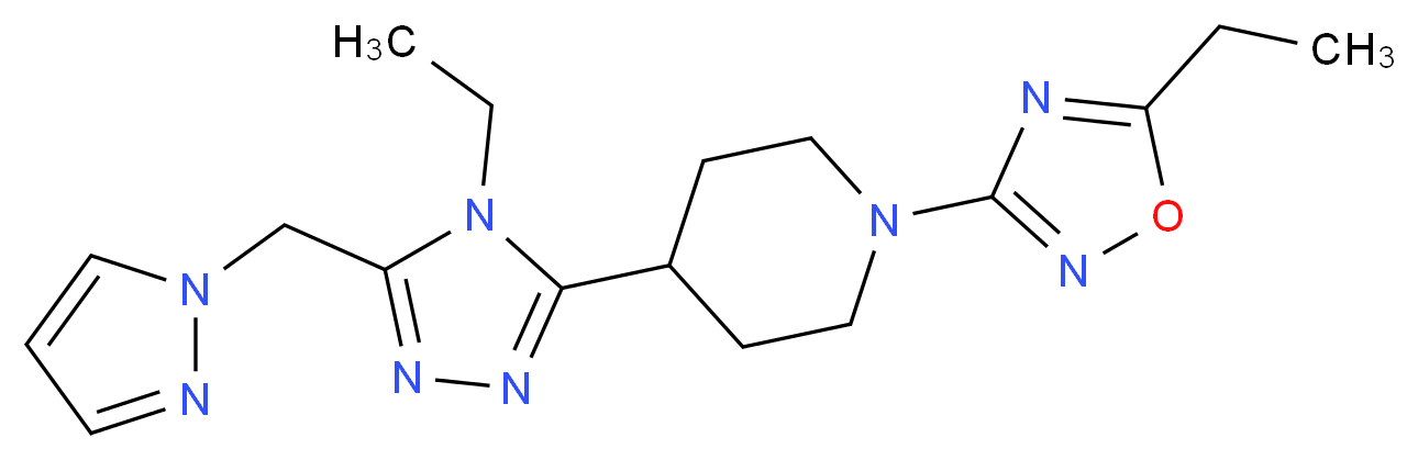 1-(5-ethyl-1,2,4-oxadiazol-3-yl)-4-[4-ethyl-5-(1H-pyrazol-1-ylmethyl)-4H-1,2,4-triazol-3-yl]piperidine_Molecular_structure_CAS_)