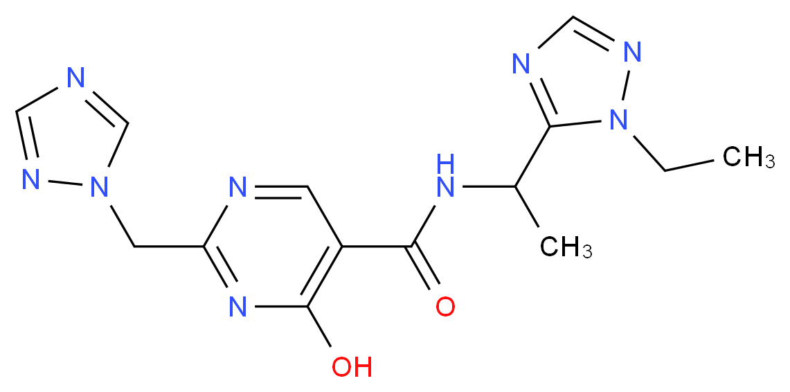 N-[1-(1-ethyl-1H-1,2,4-triazol-5-yl)ethyl]-4-hydroxy-2-(1H-1,2,4-triazol-1-ylmethyl)pyrimidine-5-carboxamide_Molecular_structure_CAS_)