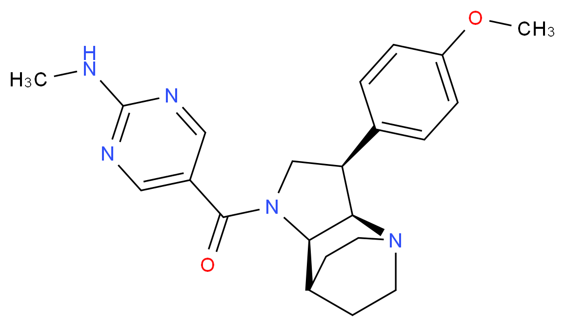 5-{[(3R*,3aR*,7aR*)-3-(4-methoxyphenyl)hexahydro-4,7-ethanopyrrolo[3,2-b]pyridin-1(2H)-yl]carbonyl}-N-methylpyrimidin-2-amine_Molecular_structure_CAS_)