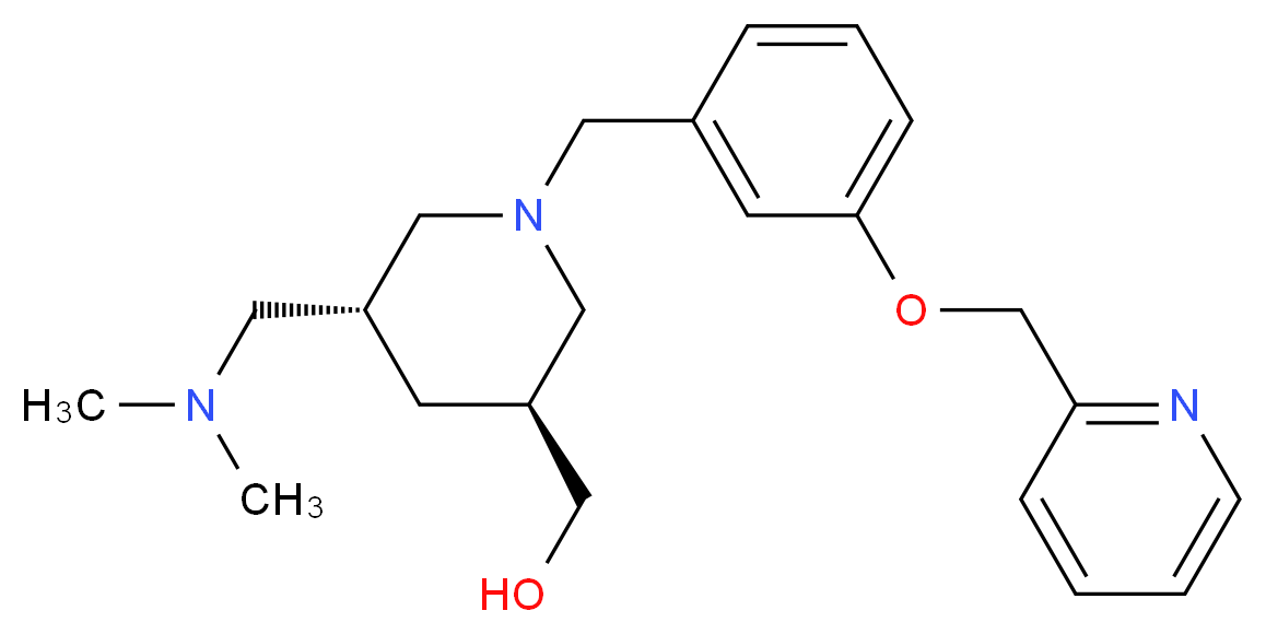 {(3S*,5R*)-5-[(dimethylamino)methyl]-1-[3-(pyridin-2-ylmethoxy)benzyl]piperidin-3-yl}methanol_Molecular_structure_CAS_)