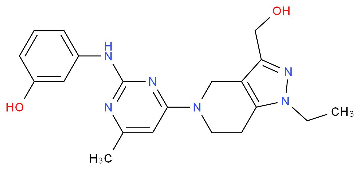 3-({4-[1-ethyl-3-(hydroxymethyl)-1,4,6,7-tetrahydro-5H-pyrazolo[4,3-c]pyridin-5-yl]-6-methylpyrimidin-2-yl}amino)phenol_Molecular_structure_CAS_)