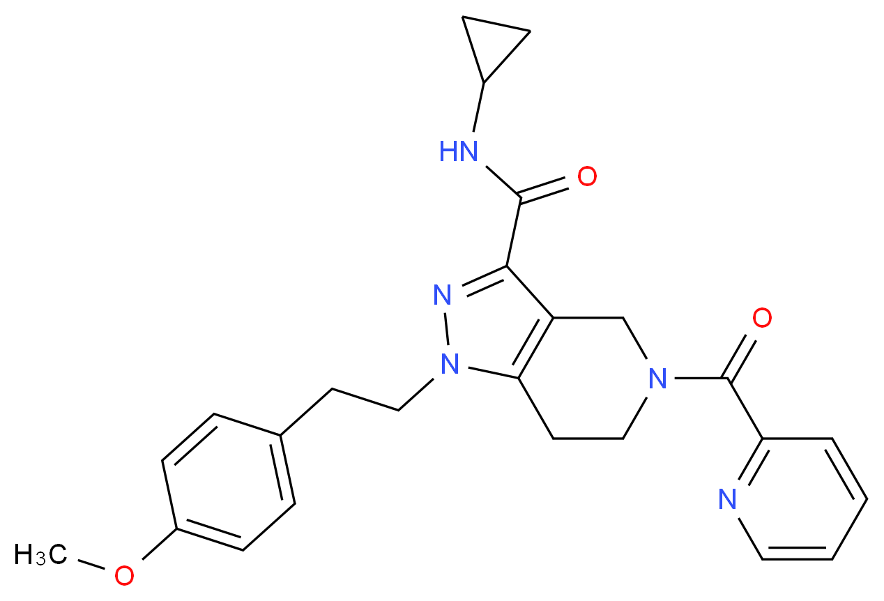 N-cyclopropyl-1-[2-(4-methoxyphenyl)ethyl]-5-(2-pyridinylcarbonyl)-4,5,6,7-tetrahydro-1H-pyrazolo[4,3-c]pyridine-3-carboxamide_Molecular_structure_CAS_)